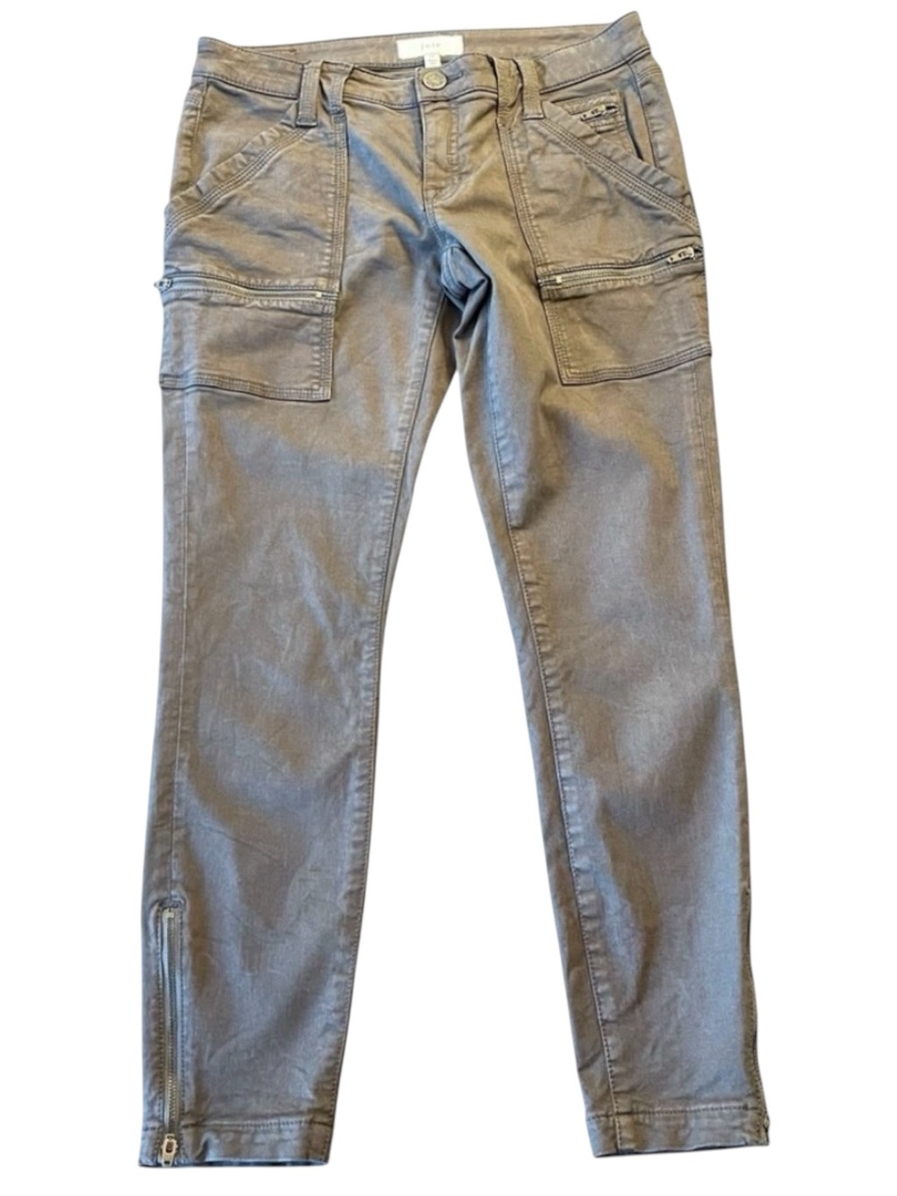 Joie Khaki Green Park Skinny Zipper Mid-Rise Ankle Pants (27x27)